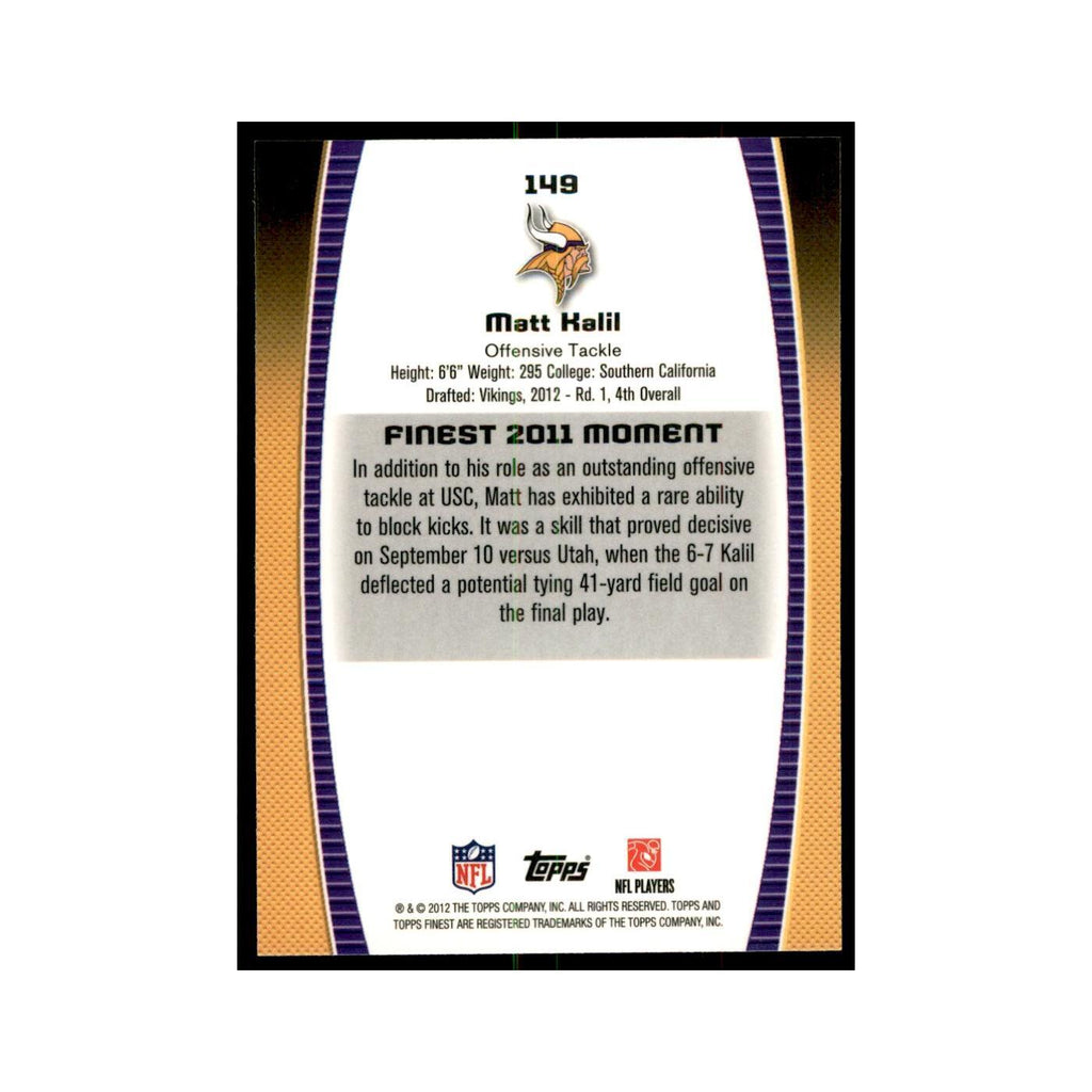Matt Kalil Rookie 2012 Topps Finest #149 Minnesota Vikings Football Card NM