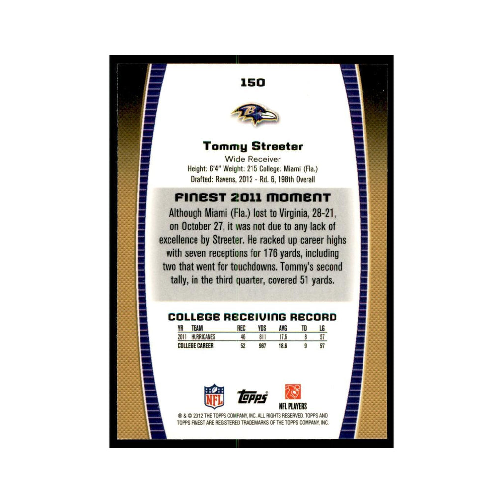 Tommy Streeter Rookie 2012 Topps Finest #150 Baltimore Ravens Football Card NM