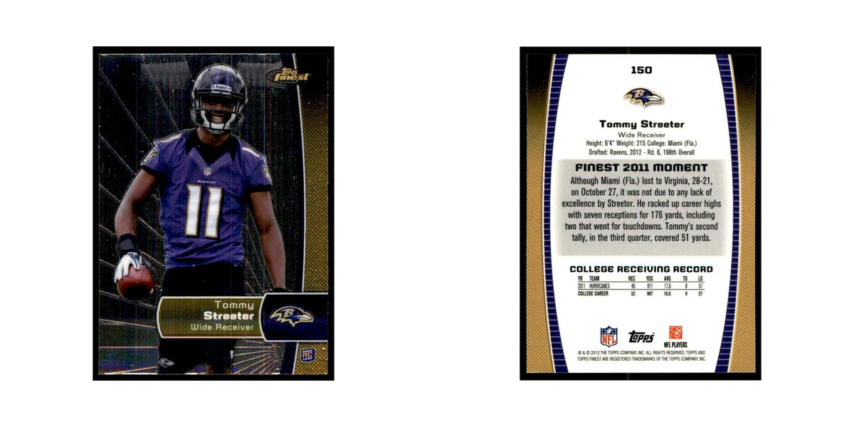 Tommy Streeter Rookie 2012 Topps Finest #150 Baltimore Ravens Football Card NM