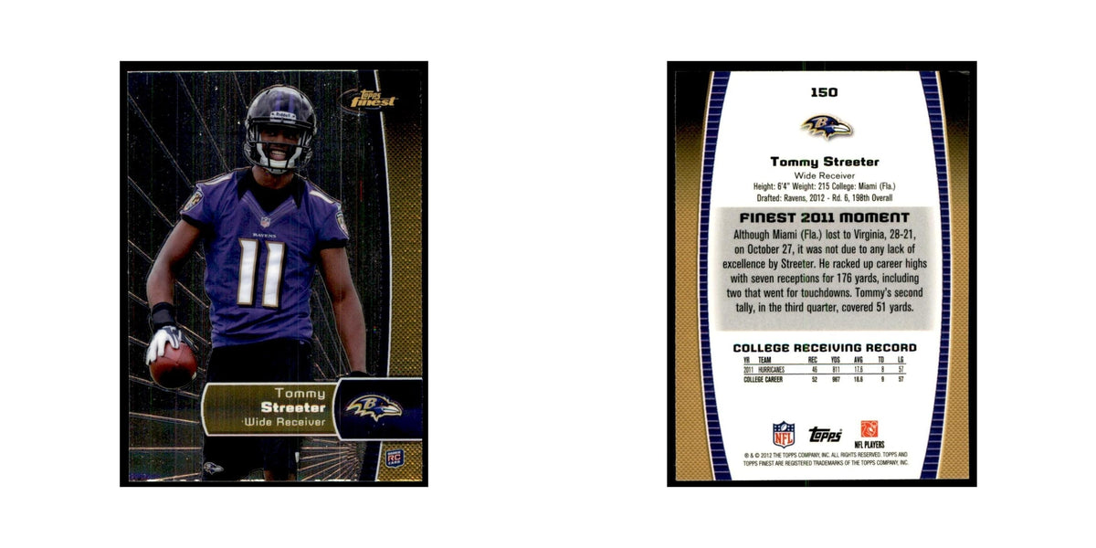 Tommy Streeter Rookie 2012 Topps Finest #150 Baltimore Ravens Football Card NM