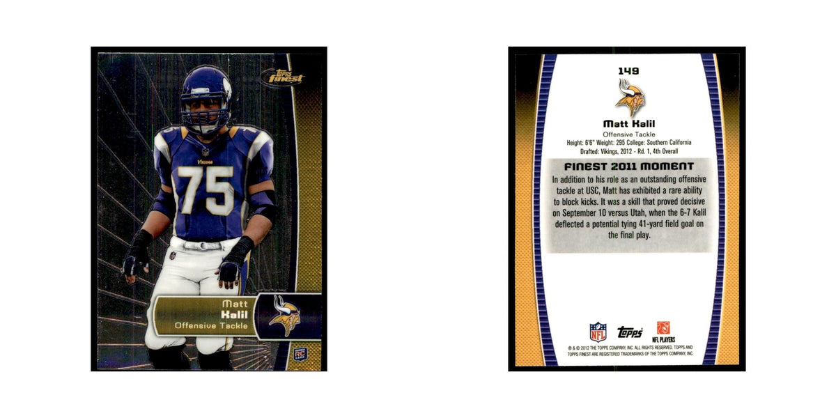 Matt Kalil Rookie 2012 Topps Finest #149 Minnesota Vikings Football Card NM