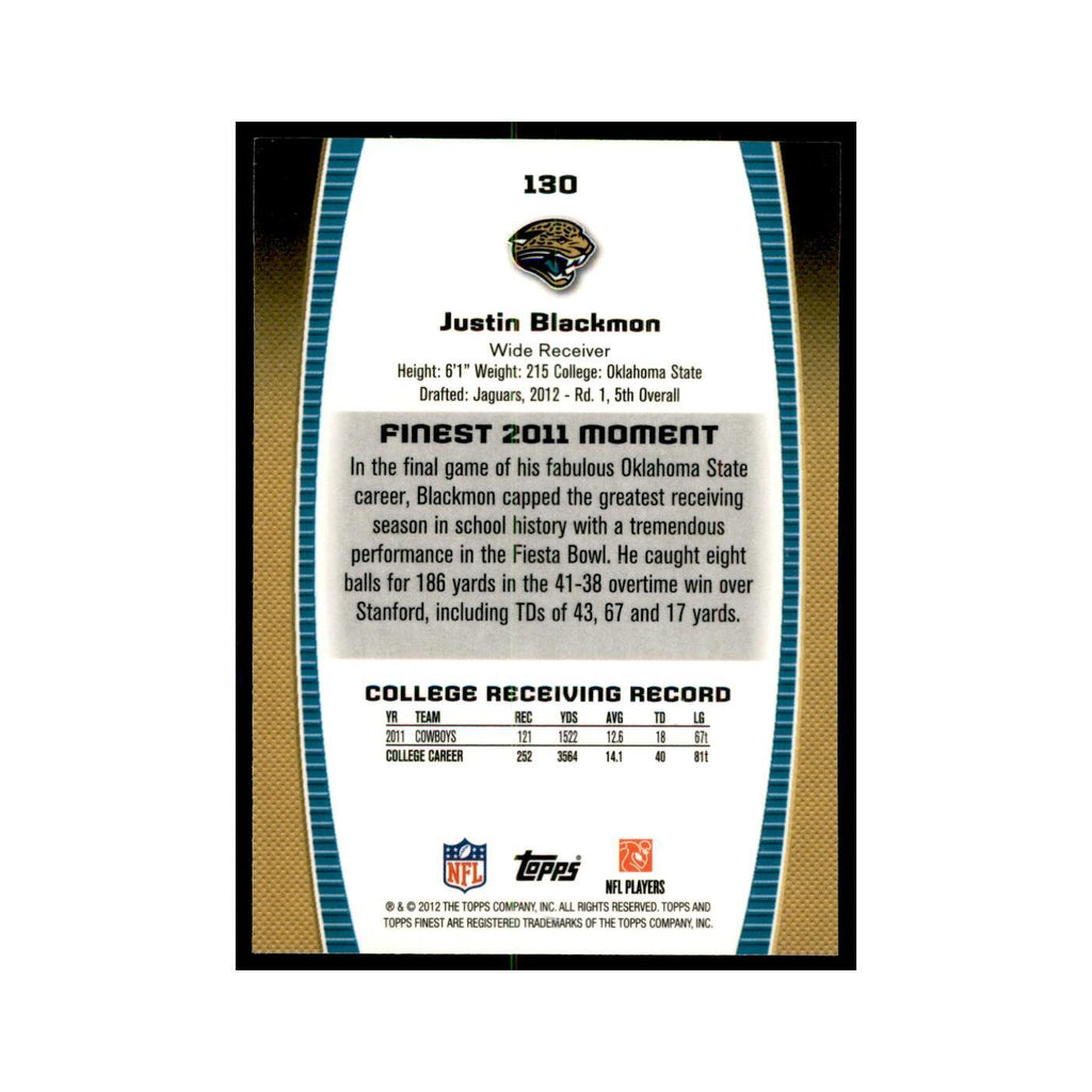 Justin Blackmon Rookie 2012 Topps Finest #130 Jacksonville Jaguars NM
