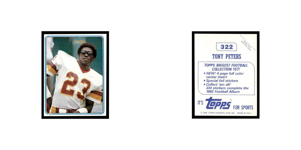 Tony Peters 1983 Topps Stickers #322 Washington Redskins Football Card EX