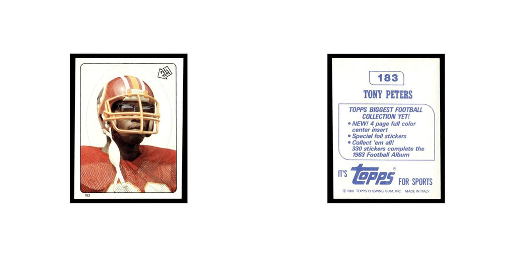 Tony Peters 1983 Topps Stickers #183 Washington Redskins Football Card EX