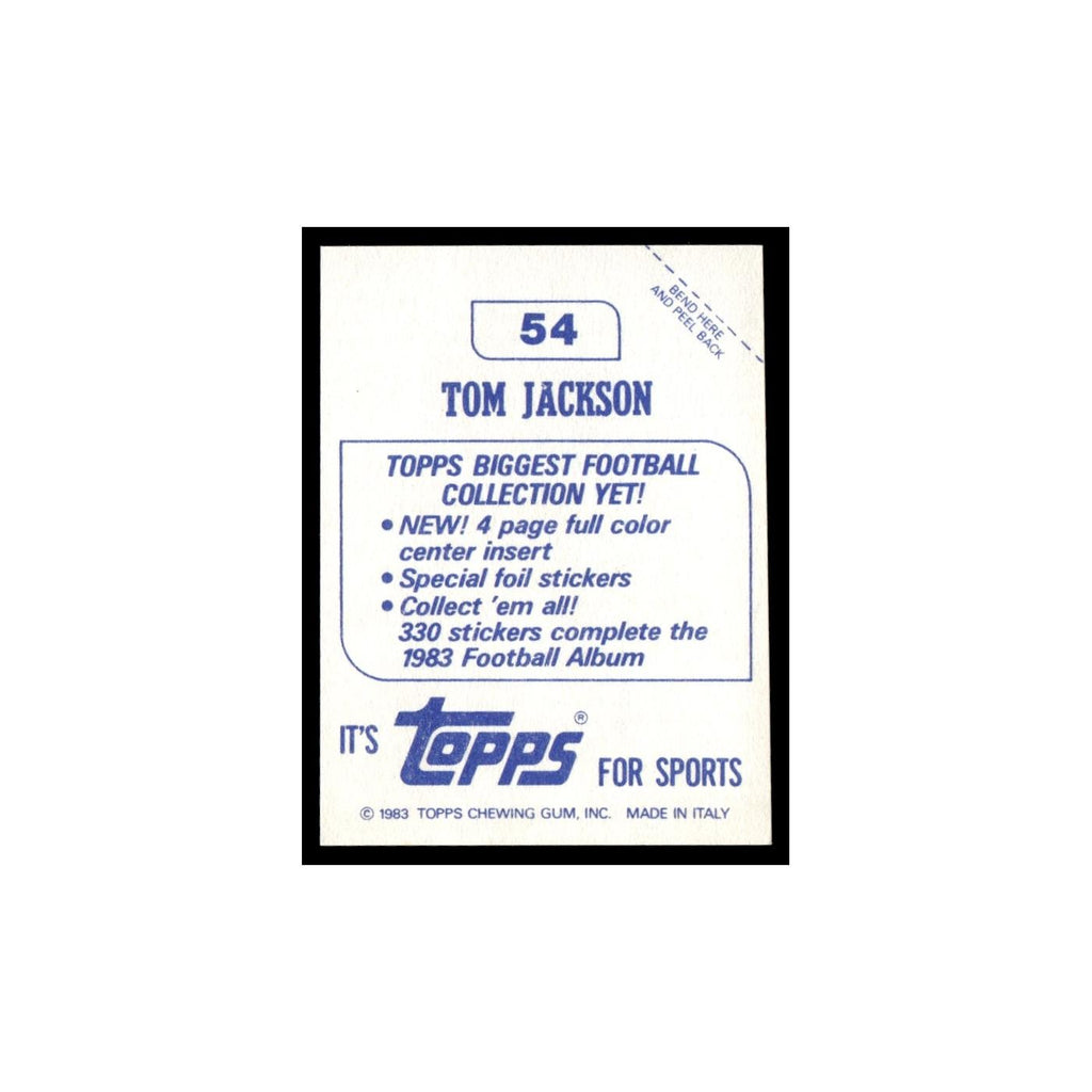 Tom Jackson 1983 Topps Stickers #54 Denver Broncos Football Card EX