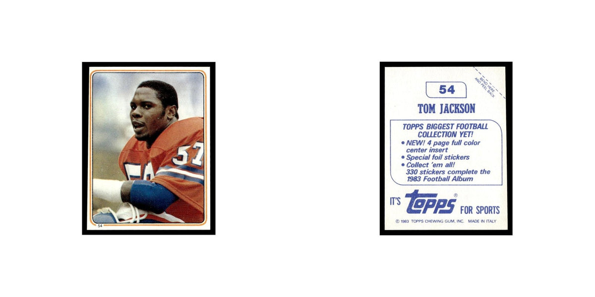 Tom Jackson 1983 Topps Stickers #54 Denver Broncos Football Card EX
