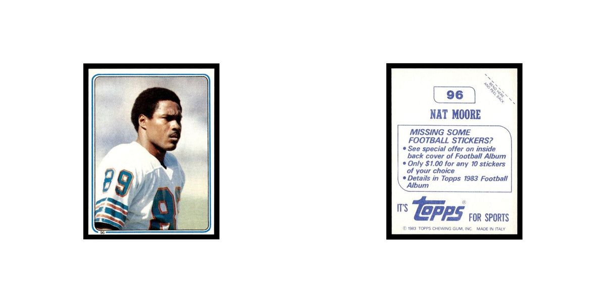 Nat Moore 1983 Topps Stickers #96 Miami Dolphins Football Card EX