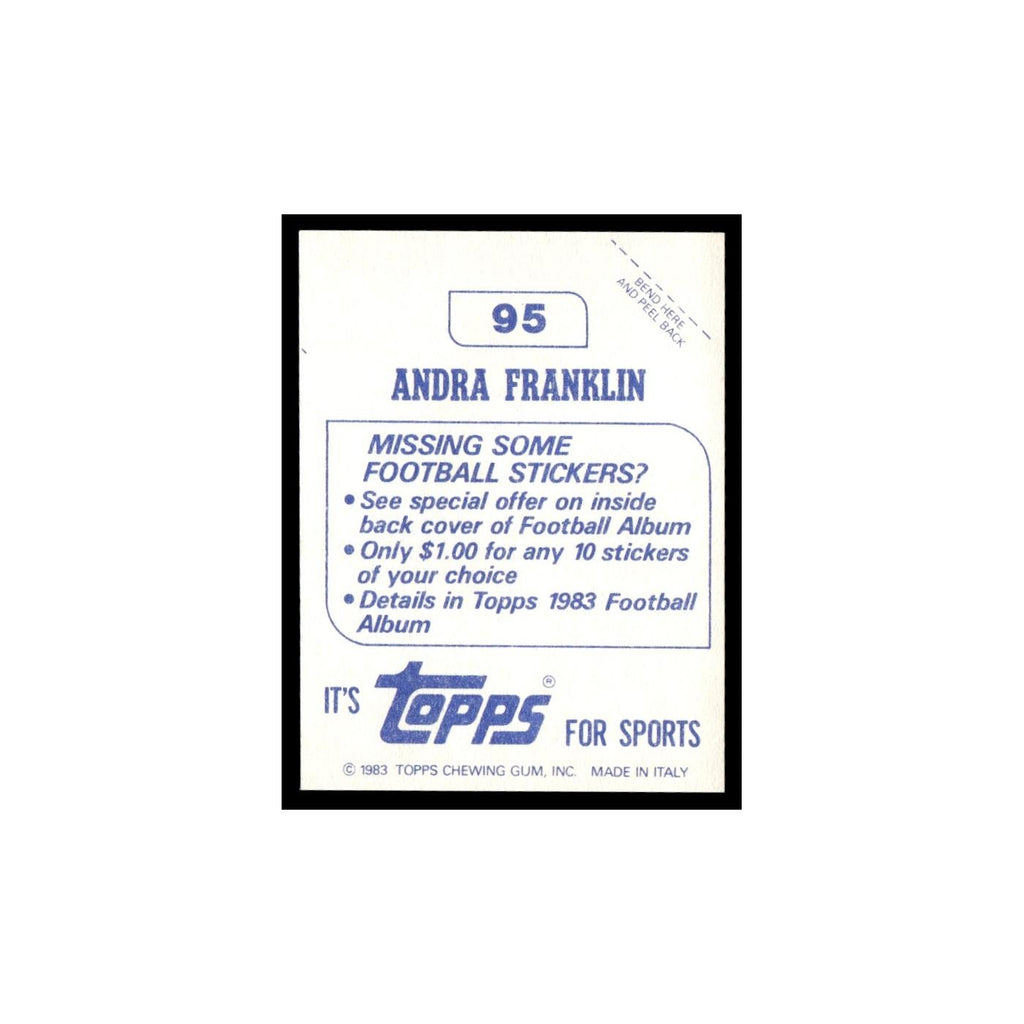 Andra Franklin 1983 Topps Stickers #95 Miami Dolphins Football Card EX