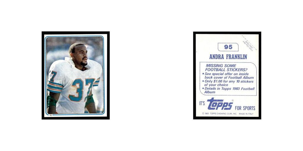 Andra Franklin 1983 Topps Stickers #95 Miami Dolphins Football Card EX