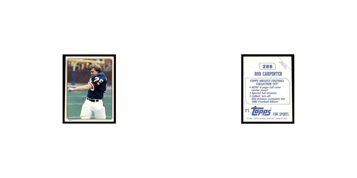 Rob Carpenter 1983 Topps Stickers #286 New York Giants Football Card EX