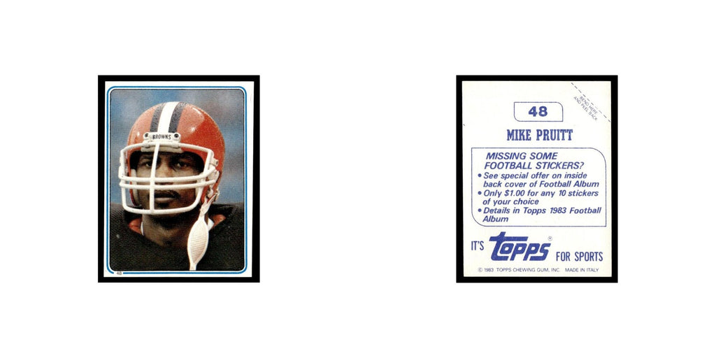 Mike Pruitt 1983 Topps Stickers #48 Cleveland Browns Football Card EX