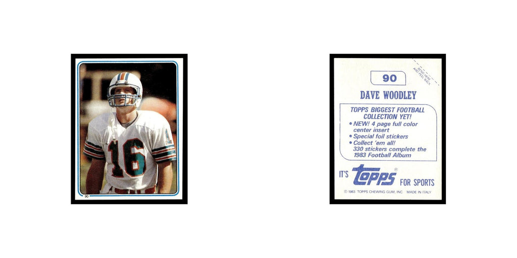 Dave Woodley 1983 Topps Stickers #90 Miami Dolphins Football Card EX