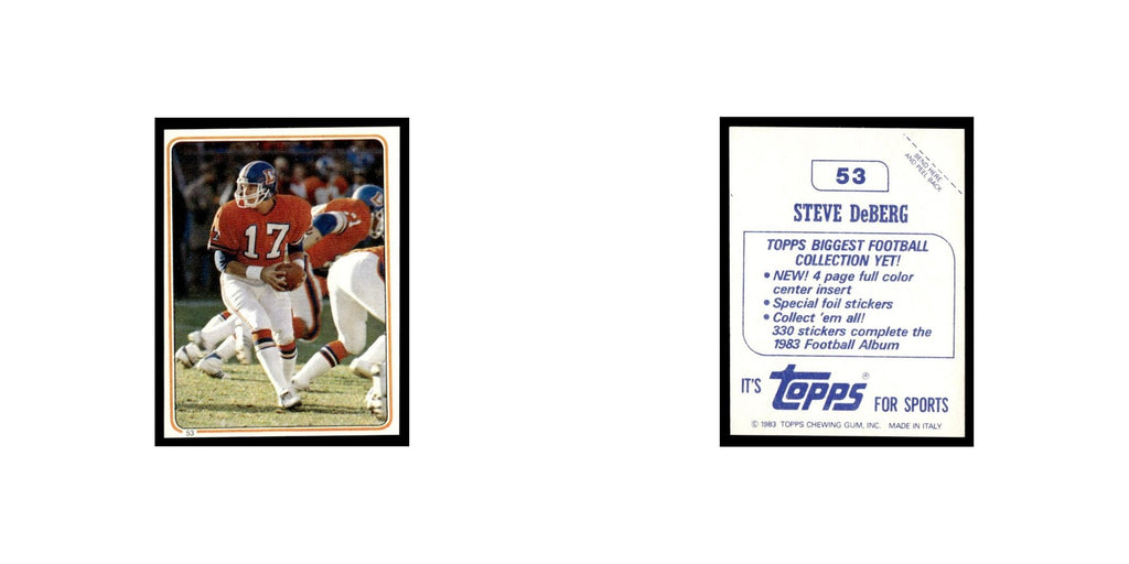 Steve DeBerg 1983 Topps Stickers #53 Denver Broncos Football Card EX