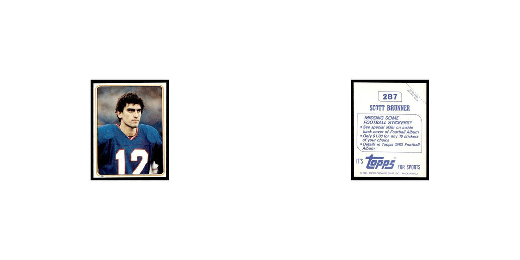 Scott Brunner 1983 Topps Stickers #287 New York Giants Football Card EX
