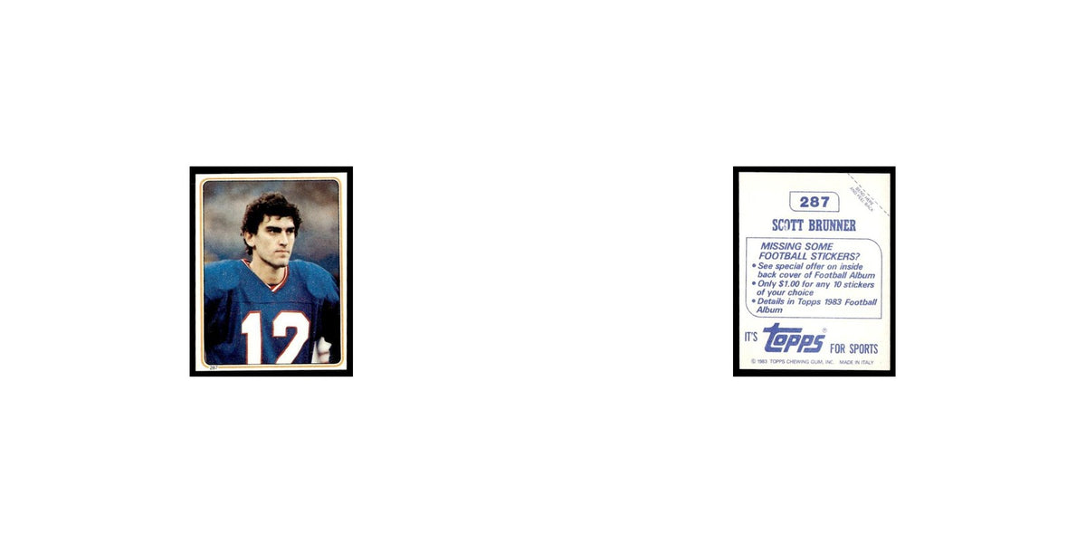 Scott Brunner 1983 Topps Stickers #287 New York Giants Football Card EX