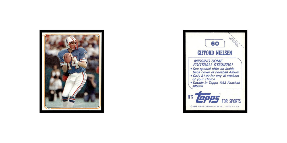 Gifford Nielsen 1983 Topps Stickers #60 Houston Oilers Football Card EX