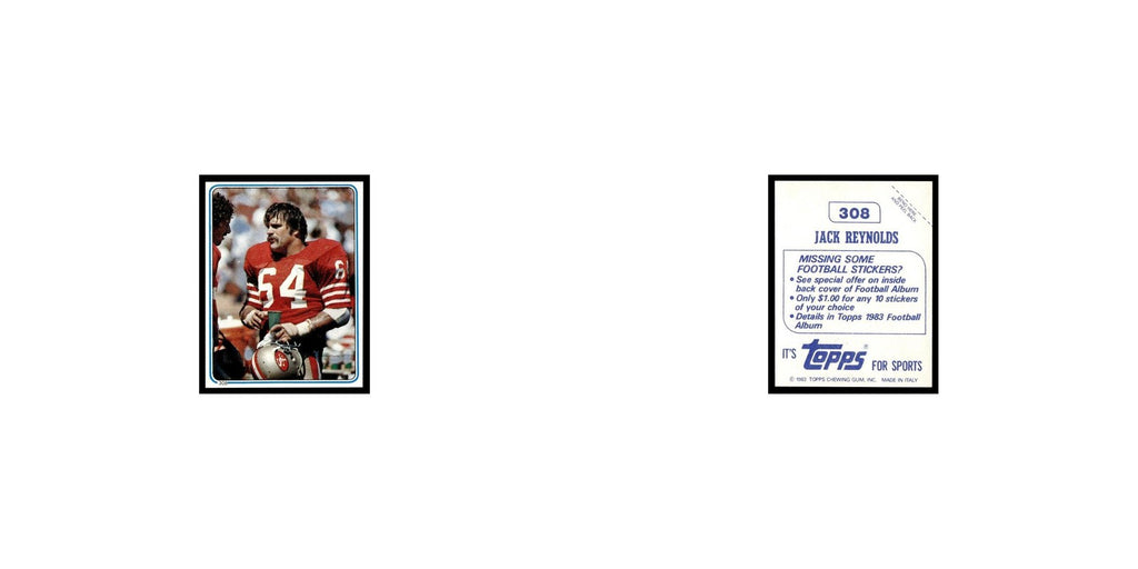 Jack Reynolds 1983 Topps Stickers #308 San Francisco 49ers Football Card EX