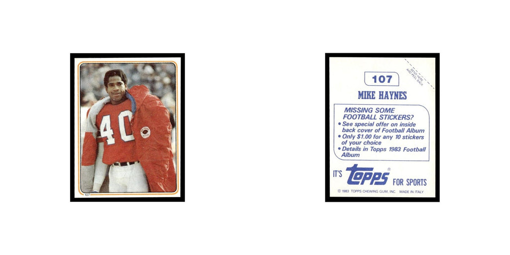 Mike Haynes 1983 Topps Stickers #107 New England Patriots Football Card EX