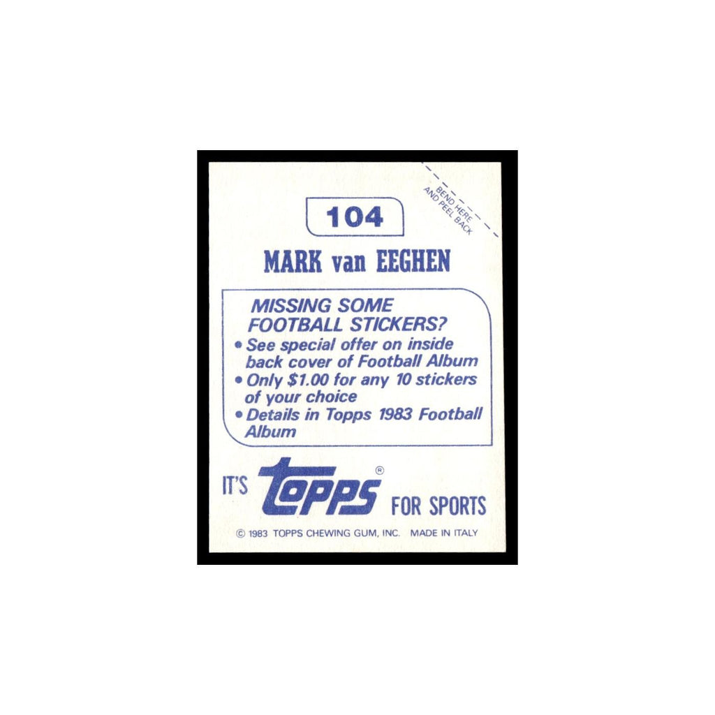 Mark Van Eeghen 1983 Topps Stickers #104 New England Patriots Football Card EX