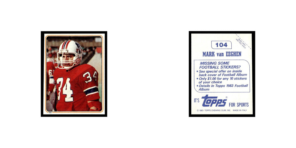 Mark Van Eeghen 1983 Topps Stickers #104 New England Patriots Football Card EX