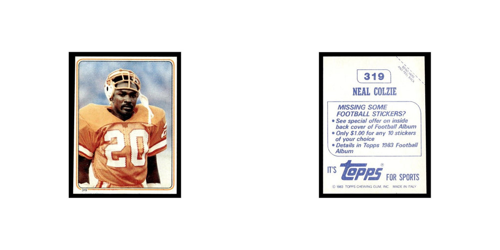 Neal Colzie 1983 Topps Stickers #319 Tampa Bay Buccaneers Football Card EX