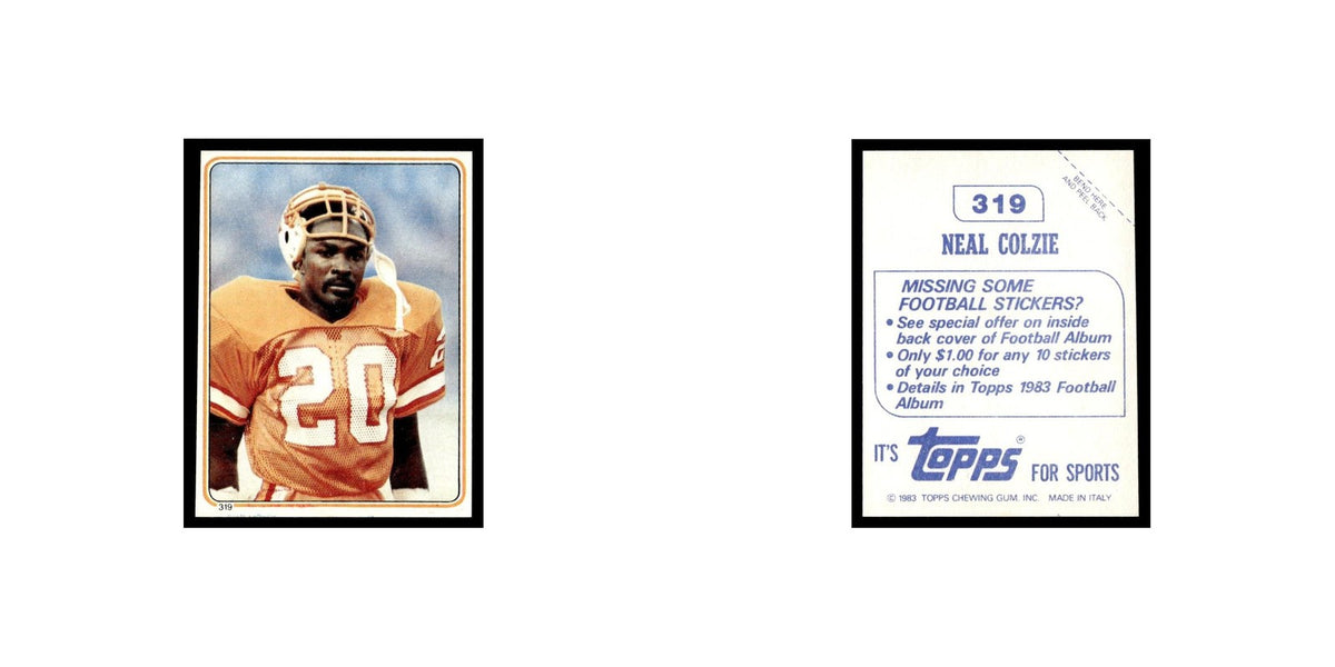 Neal Colzie 1983 Topps Stickers #319 Tampa Bay Buccaneers Football Card EX