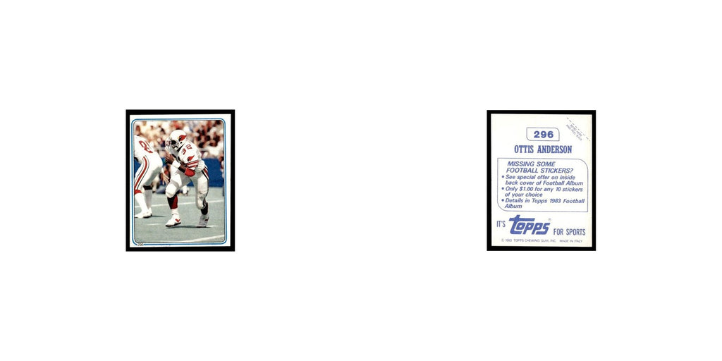 Ottis Anderson 1983 Topps Stickers #296 St. Louis Cardinals Football Card EX