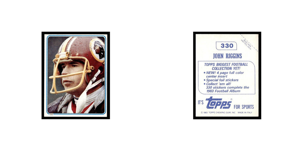 John Riggins 1983 Topps Stickers #330 Washington Redskins Football Card EX