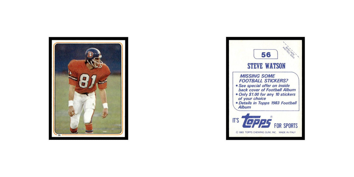 Steve Watson 1983 Topps Stickers #56 Denver Broncos Football Card EX