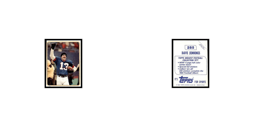 Dave Jennings 1983 Topps Stickers #285 New York Giants Football Card EX