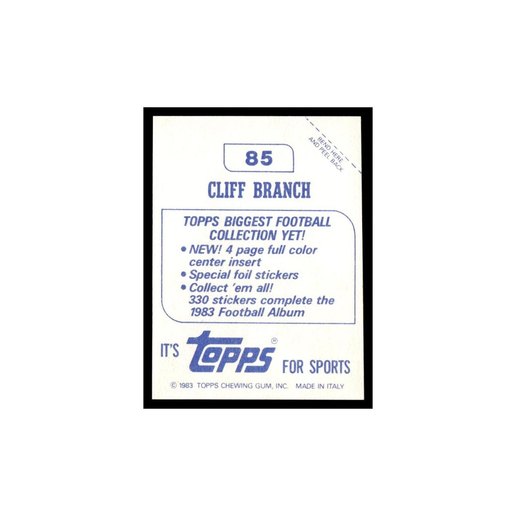 Cliff Branch 1983 Topps Stickers #85 Los Angeles Raiders Football Card EX