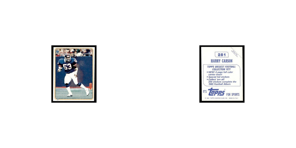 Harry Carson 1983 Topps Stickers #281 New York Giants Football Card EX