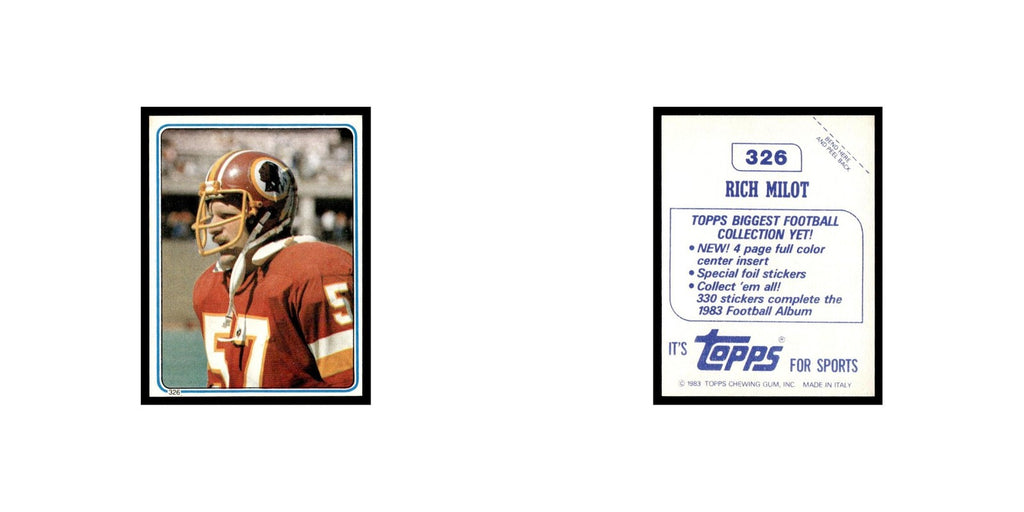 Rich Milot 1983 Topps Stickers #326 Washington Redskins Football Card EX
