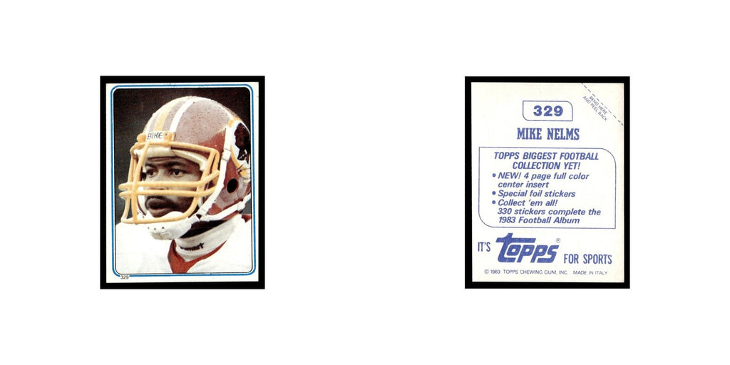 Mike Nelms 1983 Topps Stickers #329 Washington Redskins Football Card EX