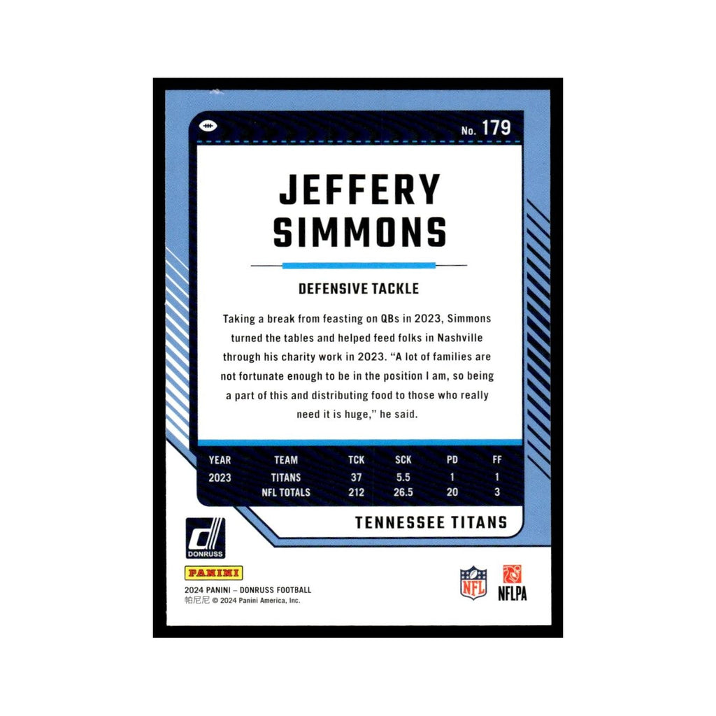 Jeffery Simmons 2024 Donruss #179 Tennessee Titans Football Card NM