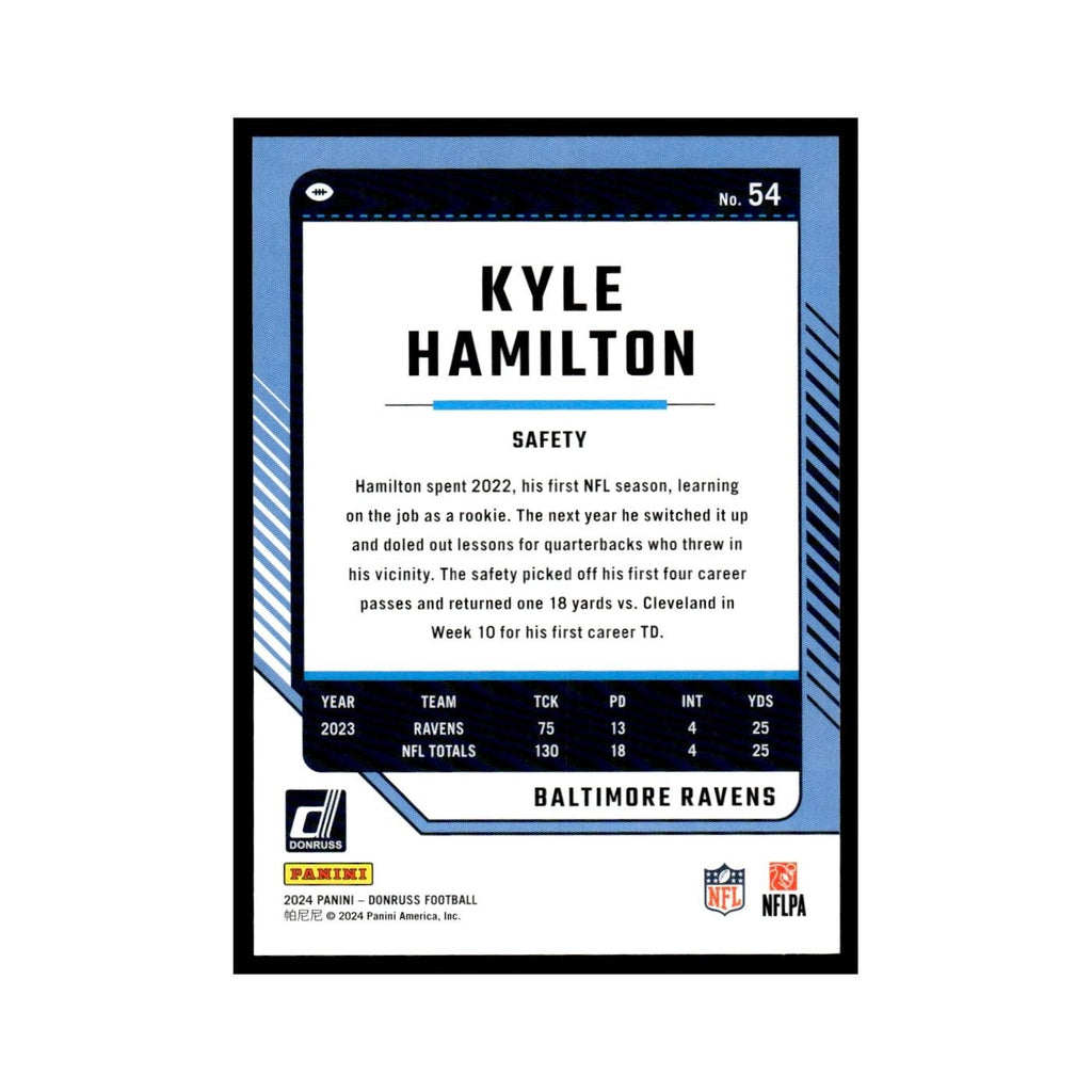 Kyle Hamilton 2024 Donruss #54 Baltimore Ravens Football Card NM