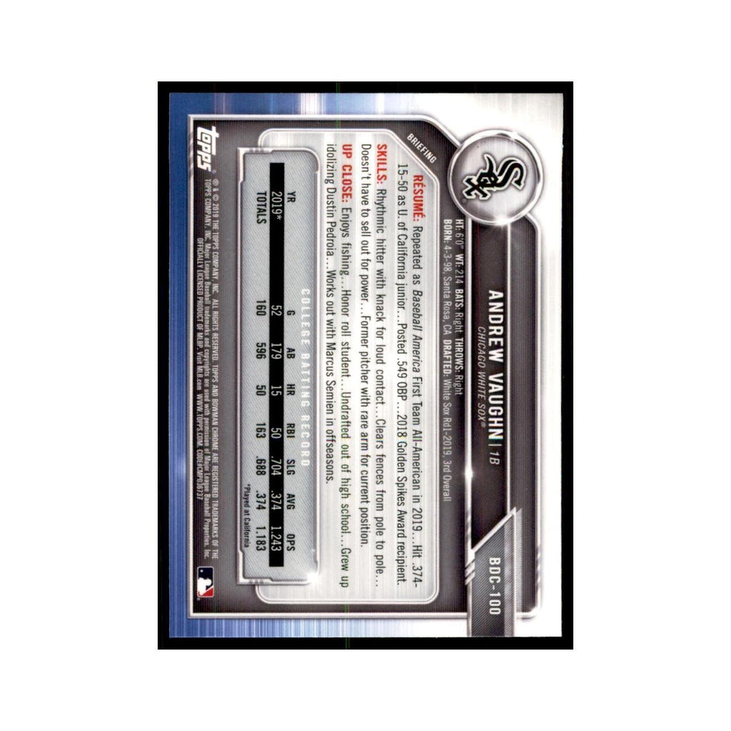 Andrew Vaughn 2019 Bowman Draft Chrome #BDC-100 Chicago White Sox NM
