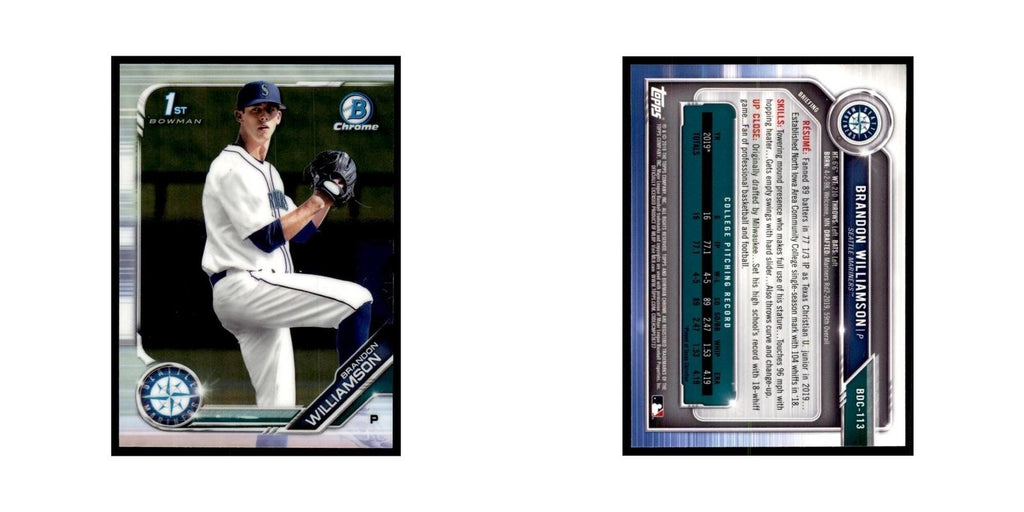 Brandon Williamson 2019 Bowman Draft Chrome #BDC-113 Seattle Mariners NM