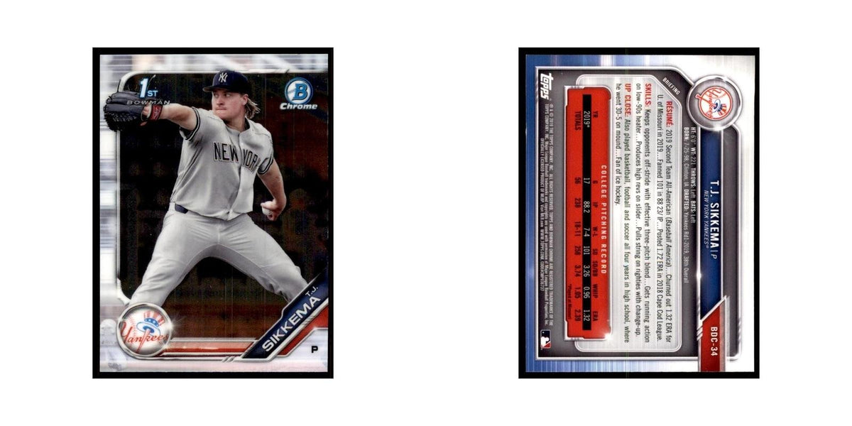 T.J. Sikkema 2019 Bowman Draft Chrome #BDC-34 New York Yankees Baseball Card NM