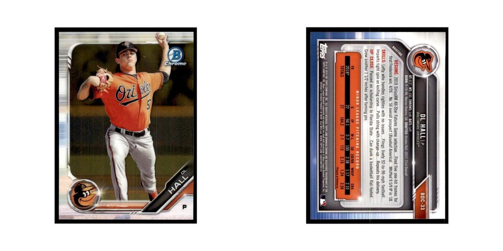 DL Hall 2019 Bowman Draft Chrome #BDC-33 Baltimore Orioles Baseball Card NM