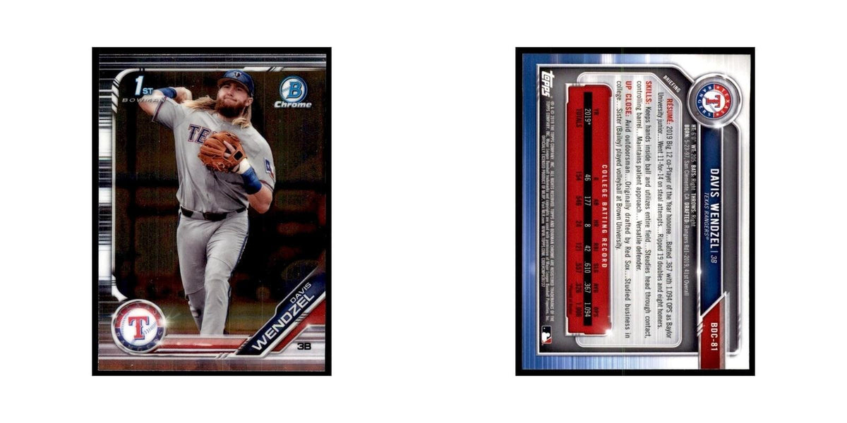 Davis Wendzel 2019 Bowman Draft Chrome #BDC-81 Texas Rangers Baseball Card NM