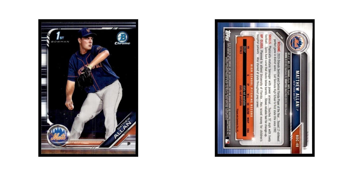 Matthew Allan 2019 Bowman Draft Chrome #BDC-48 New York Mets Baseball Card NM