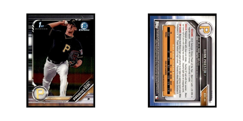 Quinn Priester 2019 Bowman Draft Chrome #BDC-44 Pittsburgh Pirates NM