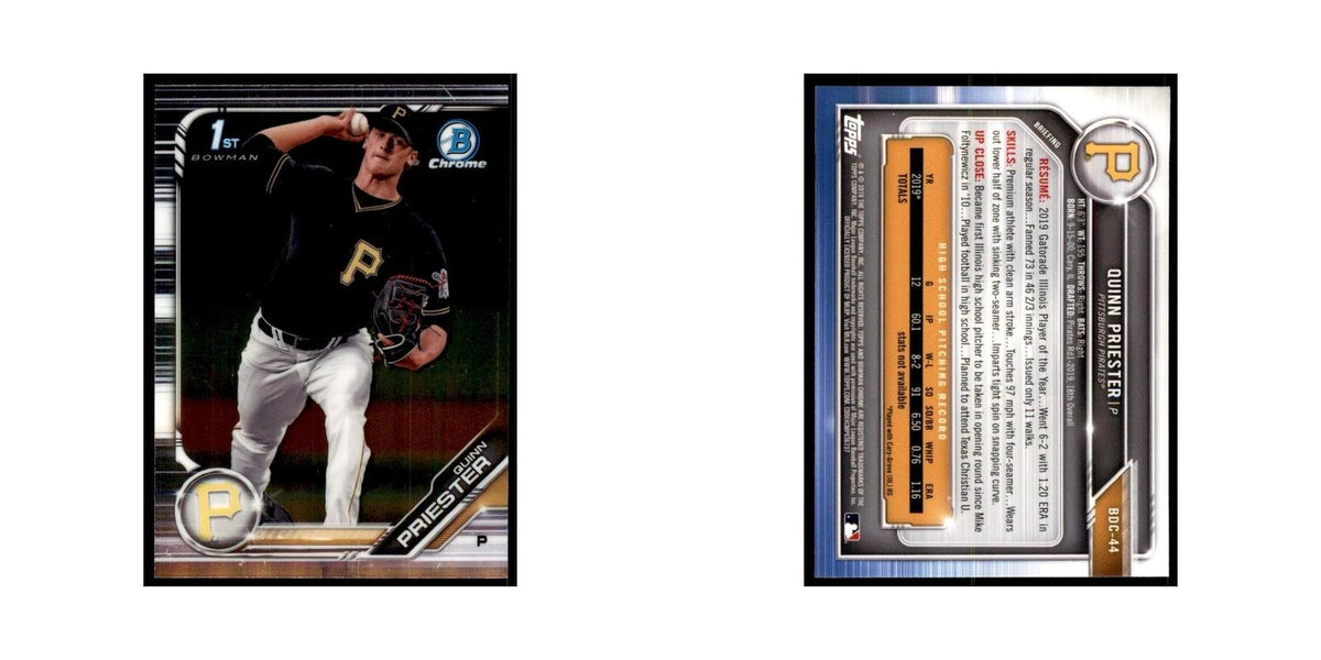 Quinn Priester 2019 Bowman Draft Chrome #BDC-44 Pittsburgh Pirates NM