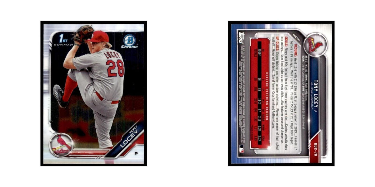 Tony Locey 2019 Bowman Draft Chrome #BDC-70 St. Louis Cardinals Baseball Card NM