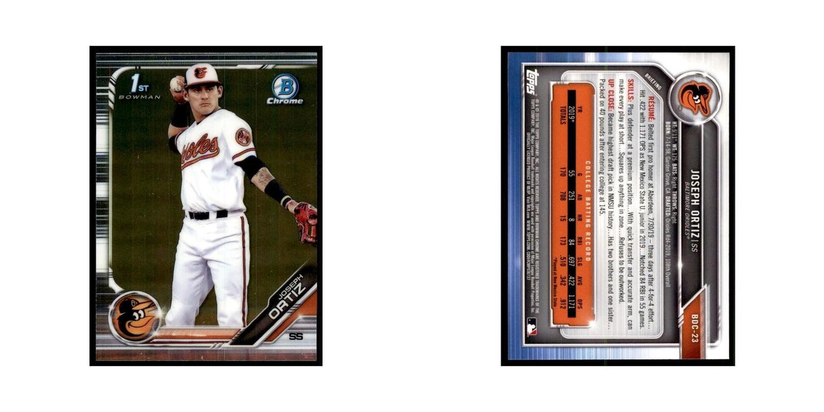 Joseph Ortiz 2019 Bowman Draft Chrome #BDC-23 Baltimore Orioles Baseball Card NM