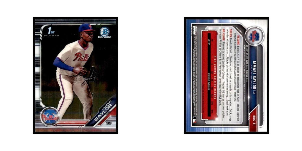 Jamari Baylor 2019 Bowman Draft Chrome #BDC-41 Philadelphia Phillies NM