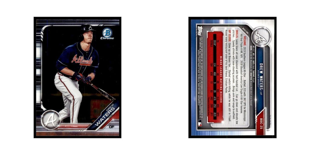Drew Waters 2019 Bowman Draft Chrome #BDC-25 Atlanta Braves Baseball Card NM