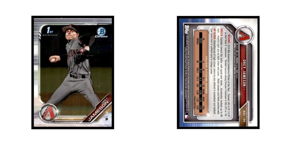 Drey Jameson 2019 Bowman Draft Chrome #BDC-194 Arizona Diamondbacks NM