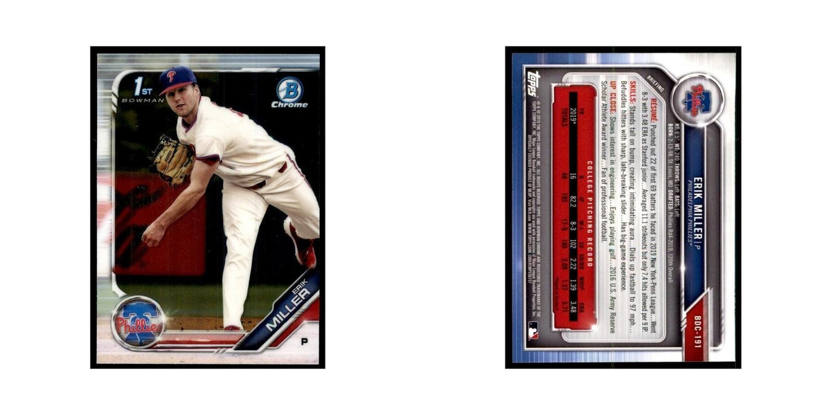 Erik Miller 2019 Bowman Draft Chrome #BDC-191 Philadelphia Phillies NM